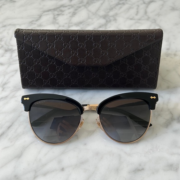 Gucci Accessories - GUCCI Cat- Eye Gold Metal Sunglasses